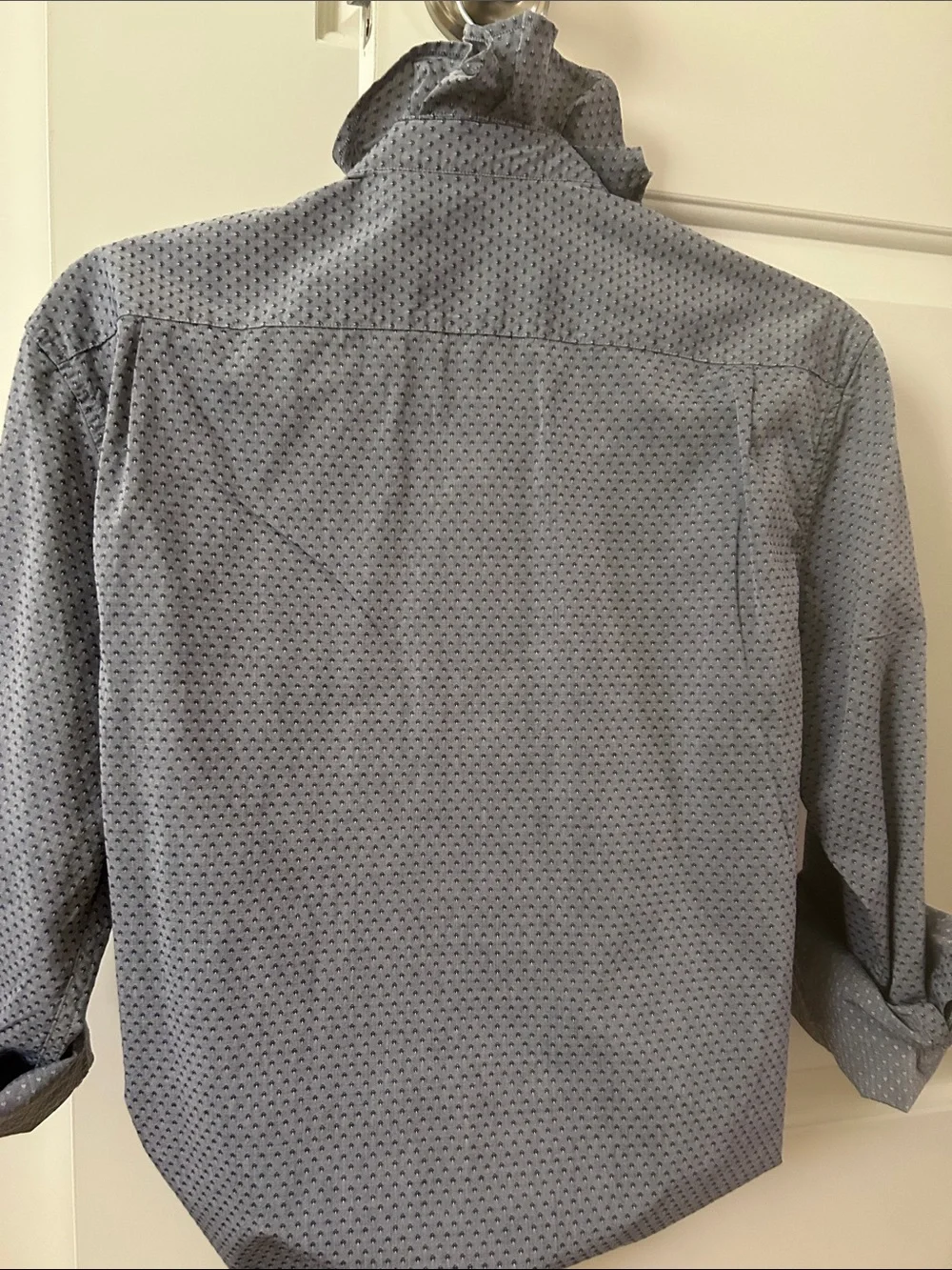 One of a kind Woman’s Michael Kors Light Blue Ruffle Collar Button-Down